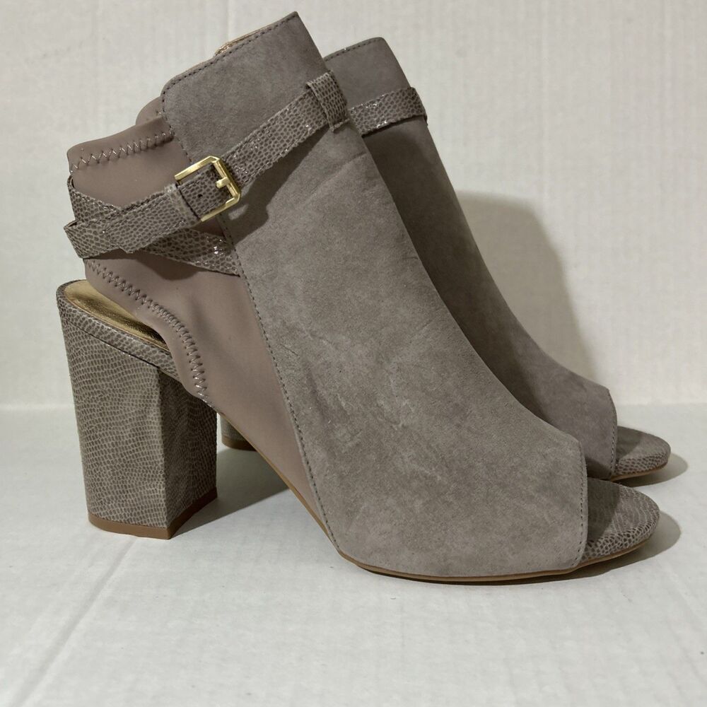 Womens Shoes size 11 M Boots Booties Block Heel Beige Dressy Open Toe